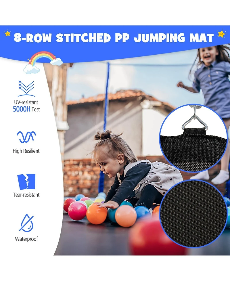 Outdoor Recreational Trampoline with Enclosure Net