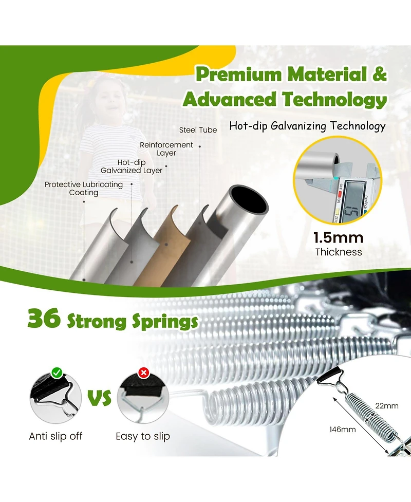 Trampoline with Ladder and Slide for Indoor and Outdoor