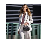 Susu Studded Small Leather Crossbody Bag Black Purse Women's Handbag with Top Handle
