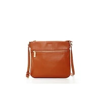 Susu Brown Leather Messenger Bag Women s Crossbody Purse with Zipper Closure and Adjustable Strap
