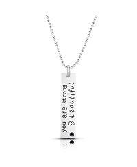White Gold Plated "You are Strong & Beautiful" Pendant Necklace
