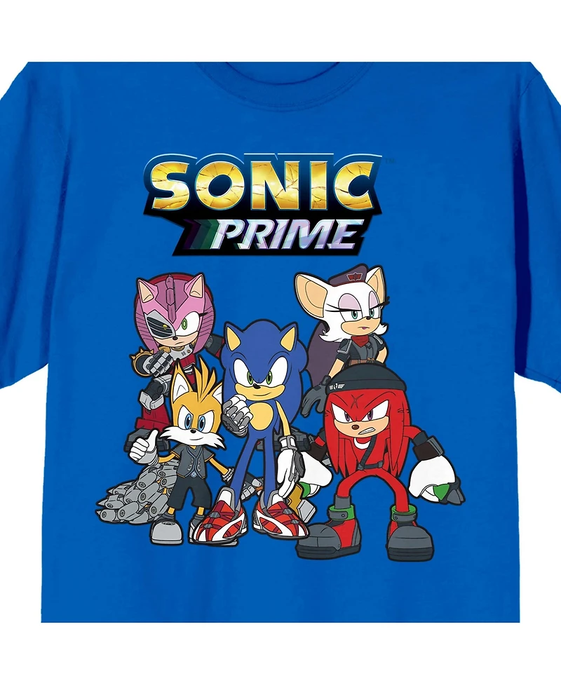 Sonic the Hedgehog Men's Prime Group Shot Crew Neck Short Sleeve Royal Blue T-shirt-xl
