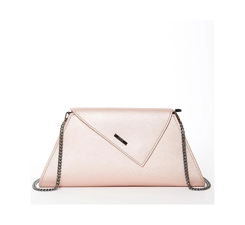 Susu Rose Gold Metallic Leather Clutch Bag Unique Evening Purse Women's Handbag