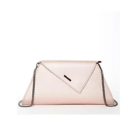 Susu Rose Gold Metallic Leather Clutch Bag Unique Evening Purse Women's Handbag