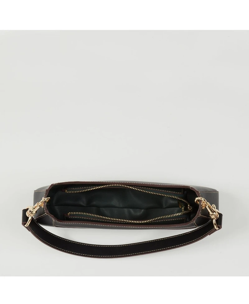 Susu Leather Baguette Bag Small 90s Shoulder Bag Black East West Handbag Y2K Underarm Minimalist Small Purse for Everyday & Evening