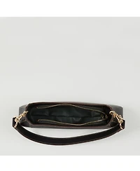 Susu Leather Baguette Bag Small 90s Shoulder Bag Black East West Handbag Y2K Underarm Minimalist Small Purse for Everyday & Evening