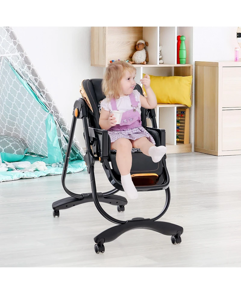 Slickblue Kids Folding Dining High Chair with Adjustable Height and Recline