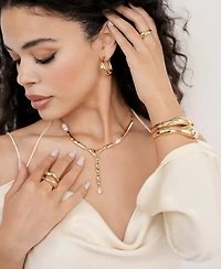 Ettika Liquid Melt and Cultivated Pearl Lariat Necklace