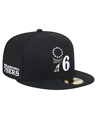 New Era Men's Black Philadelphia 76ers Camo Print Uv 59FIFTY Fitted Hat