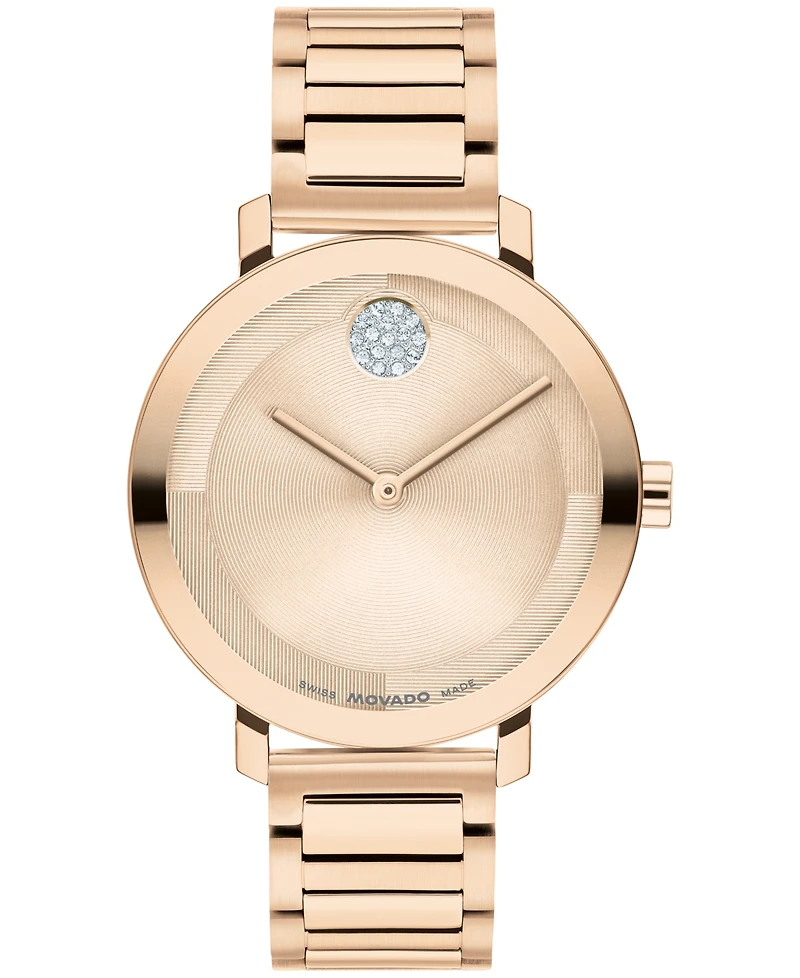 Movado Women's Bold Evolution 2.0 Swiss Quartz Ionic Plated Light Rose Gold Steel Watch, 34mm