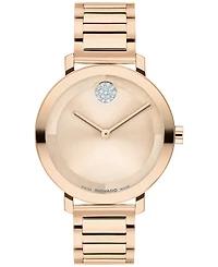 Movado Women's Bold Evolution 2.0 Swiss Quartz Ionic Plated Light Rose Gold Steel Watch, 34mm