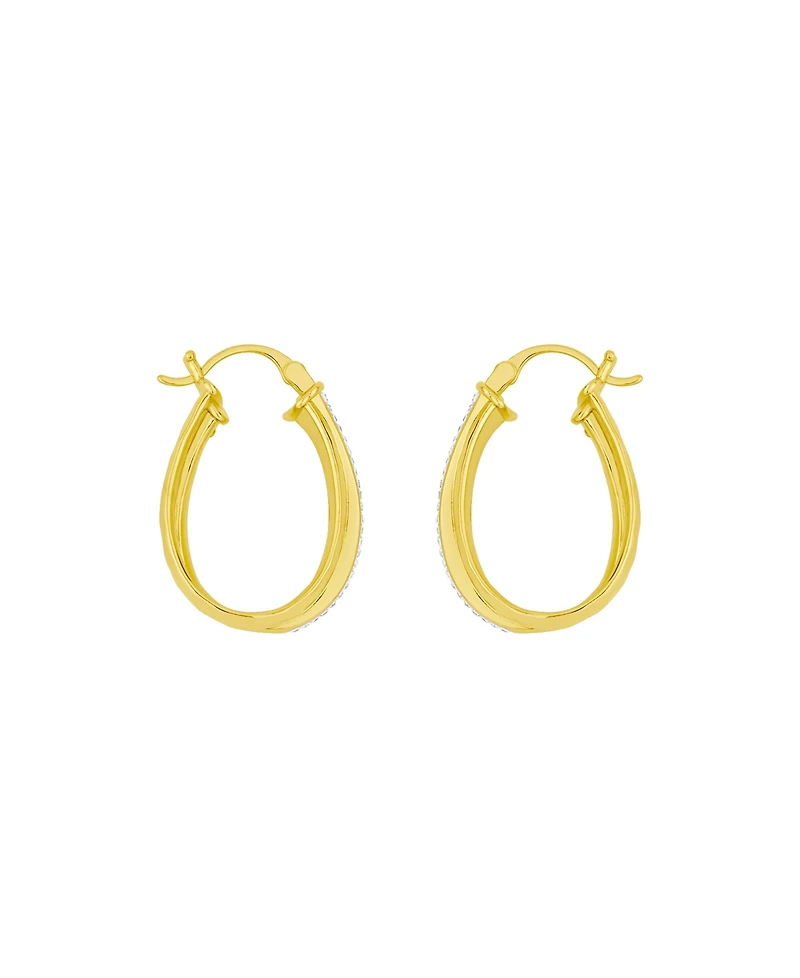 And Now This Clear Crystal Double Row Texture Hoop Earrings