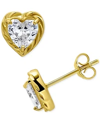 Giani Bernini Cubic Zirconia Heart Rope Frame Stud Earrings, Exclusively at Macy's