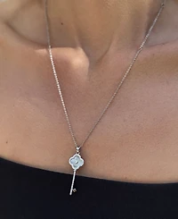 Adornia Adjustable Cubic Zirconia Pave Clover Key Pendant Necklace