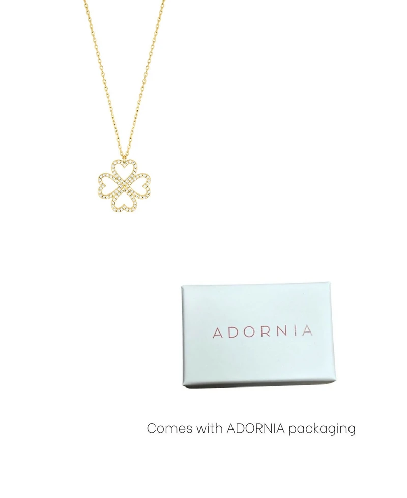 Adornia Adjustable Cubic Zirconia Heart-Shaped Pave Clover Necklace