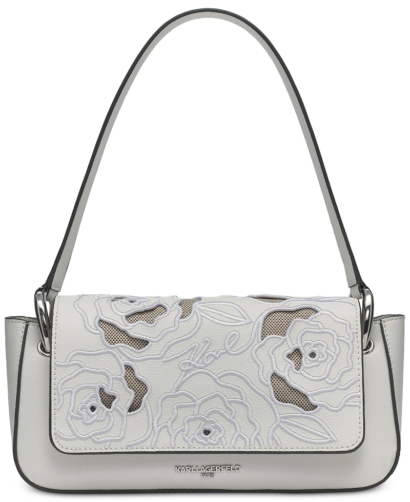 Karl Lagerfeld Paris Monet Embroidered Leather Shoulder