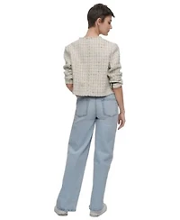 Dkny Jeans Womens Frayed Cropped Long Sleeve Jacket Ribbed Cropped Tank Top High Rise Tailored Wide Leg Jeans