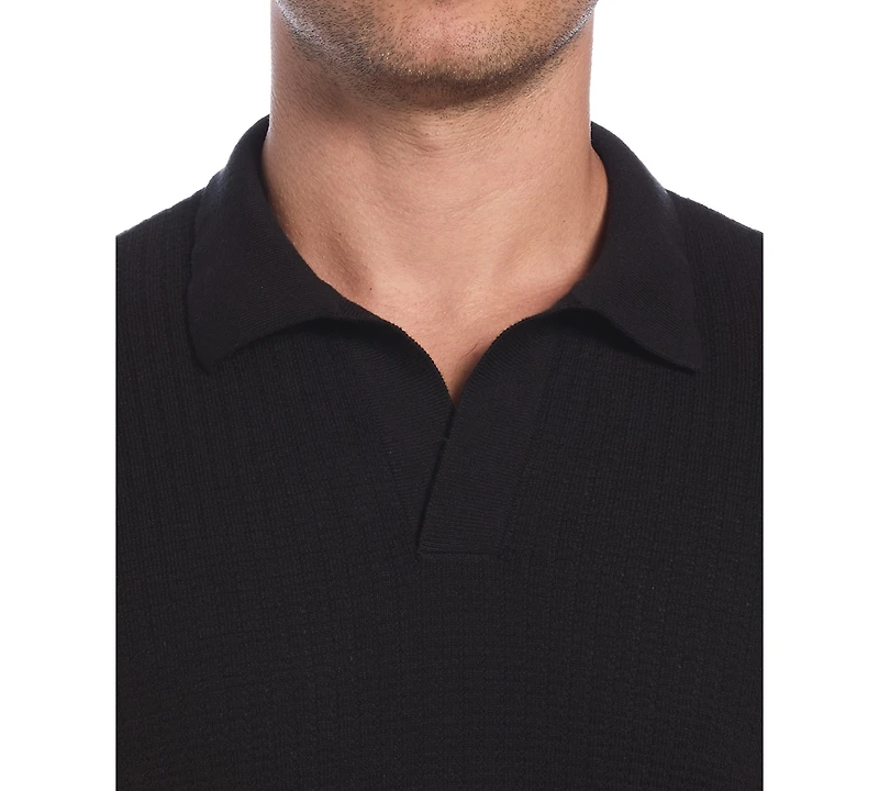 Cubavera Men's Textured Knit Short-Sleeve Johnny Collar Polo Shirt