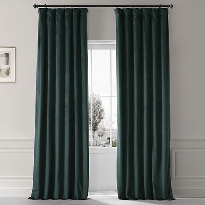 Half Price Drapes Spirit Green Signature Plush Velvet Hotel Blackout Curtain