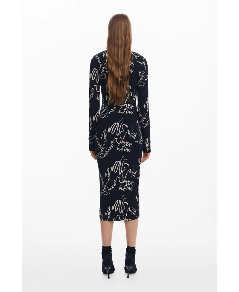 Desigual Women's Square neckline dress Lettering