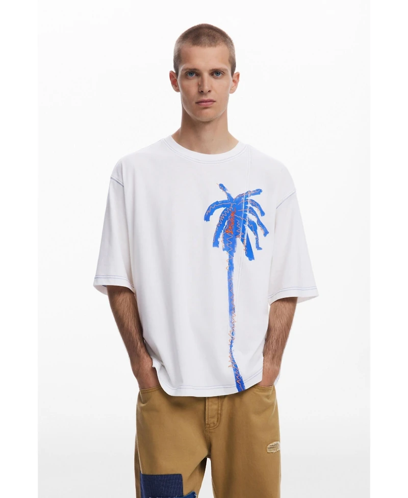 Desigual Men's Palm tree T-shirt with topstitching