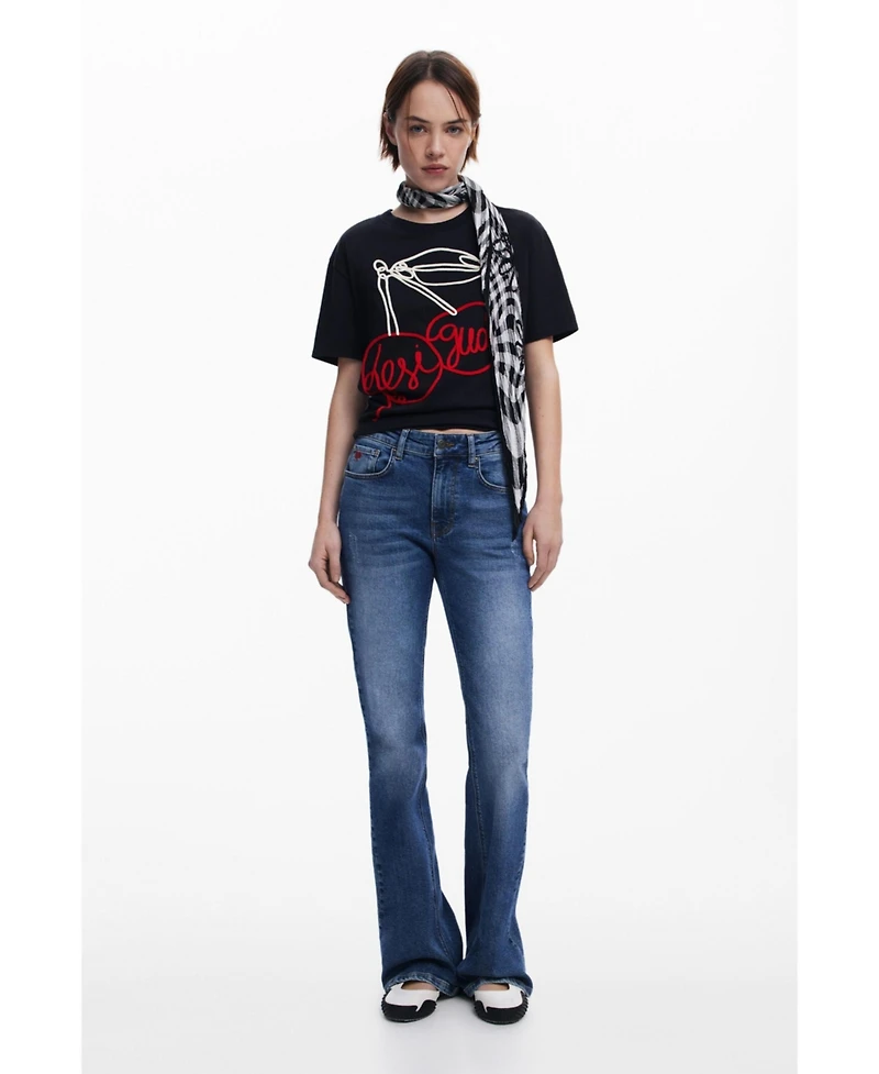 Desigual Women's Cherry lace-up T-shirt