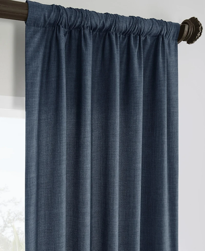 Half Price Drapes Sergeants Blue Italian Faux Linen Room Darkening Curtain