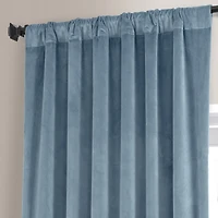 Half Price Drapes Copenhagen Blue Signature Plush Velvet Hotel Blackout Curtain