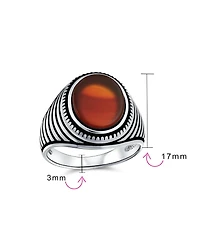 Bling Jewelry Retro Grooved Silver Ring with Black Onyx Square Signet Sterling Band