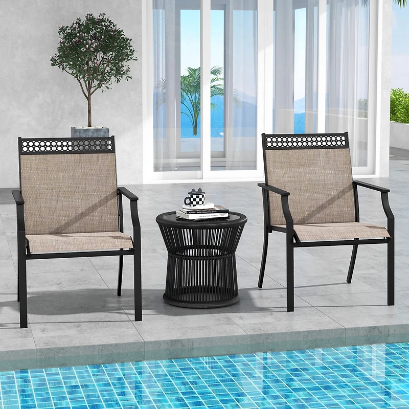 Gymax Patio Dining Chairs Set of 4 All Weather Outdoor Chairs w/ High Back & Armrests