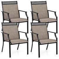 Gymax Patio Dining Chairs Set of 4 All Weather Outdoor Chairs w/ High Back & Armrests
