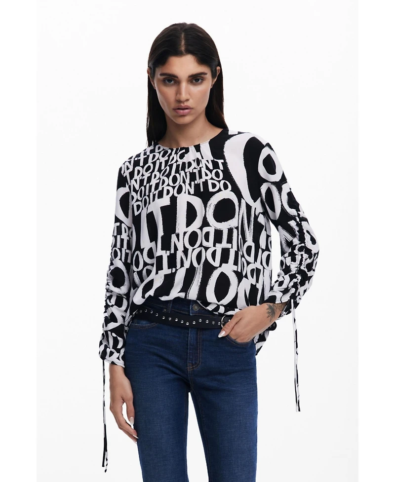 Desigual Women's Letter blouse with bows