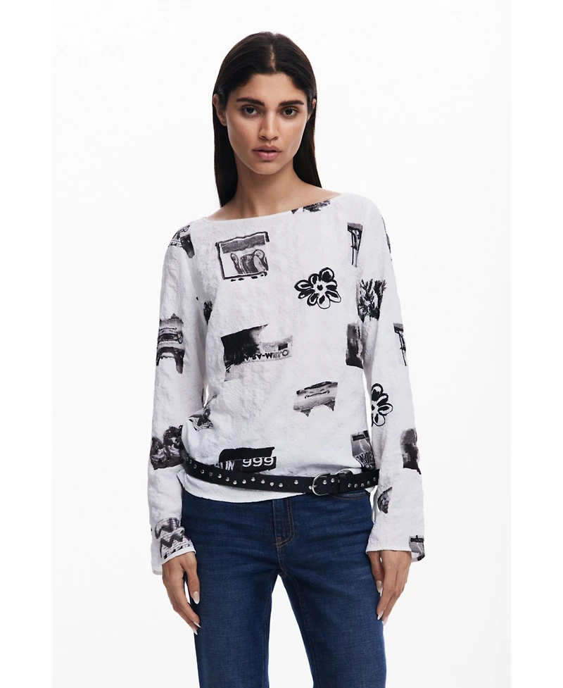 Desigual Women's Textured blouse with bows