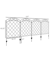 Outsunny 11.' Garden Fence Steel Border Flower Edging, Pack of