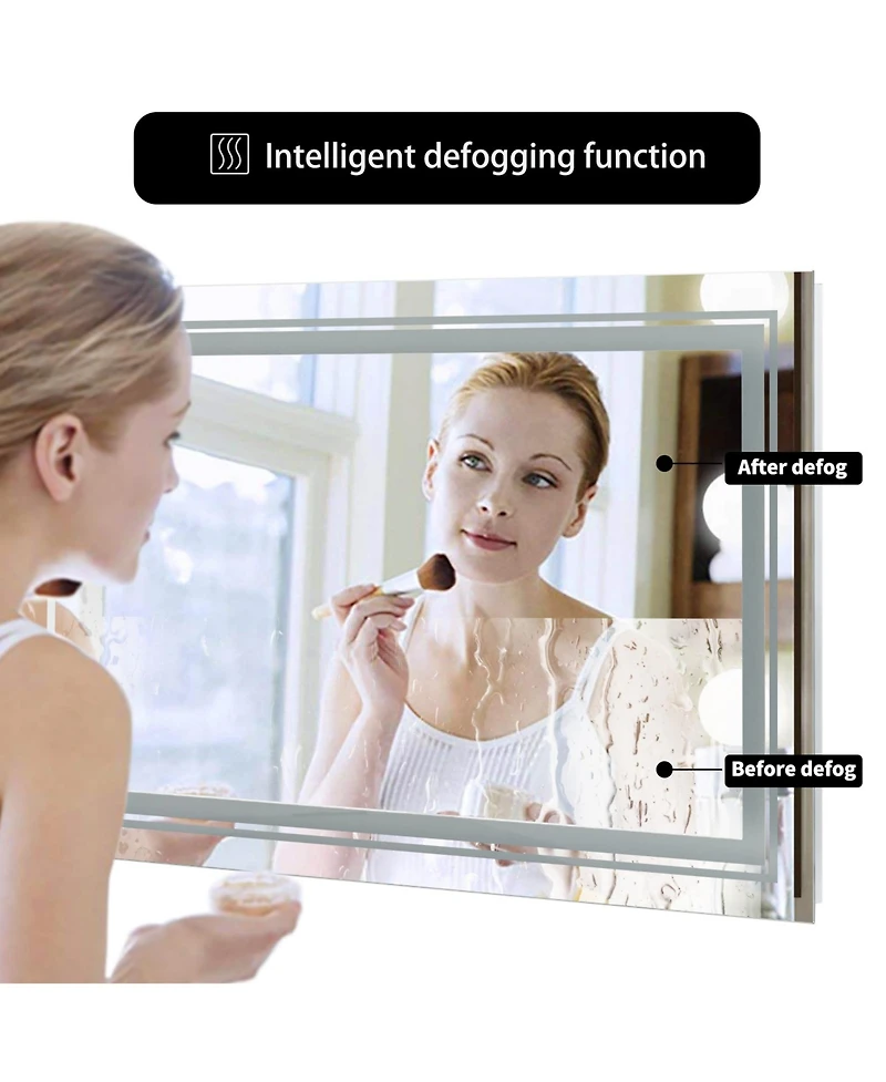Luvodi 41.3 x 19.7 In Rectangular Led Backlit Illuminated Bathroom Mirror Wall Mounted Makeup Mirror