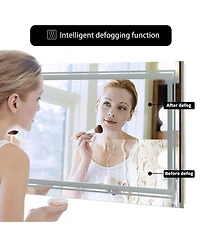 Luvodi 41.3 x 19.7 In Rectangular Led Backlit Illuminated Bathroom Mirror Wall Mounted Makeup Mirror