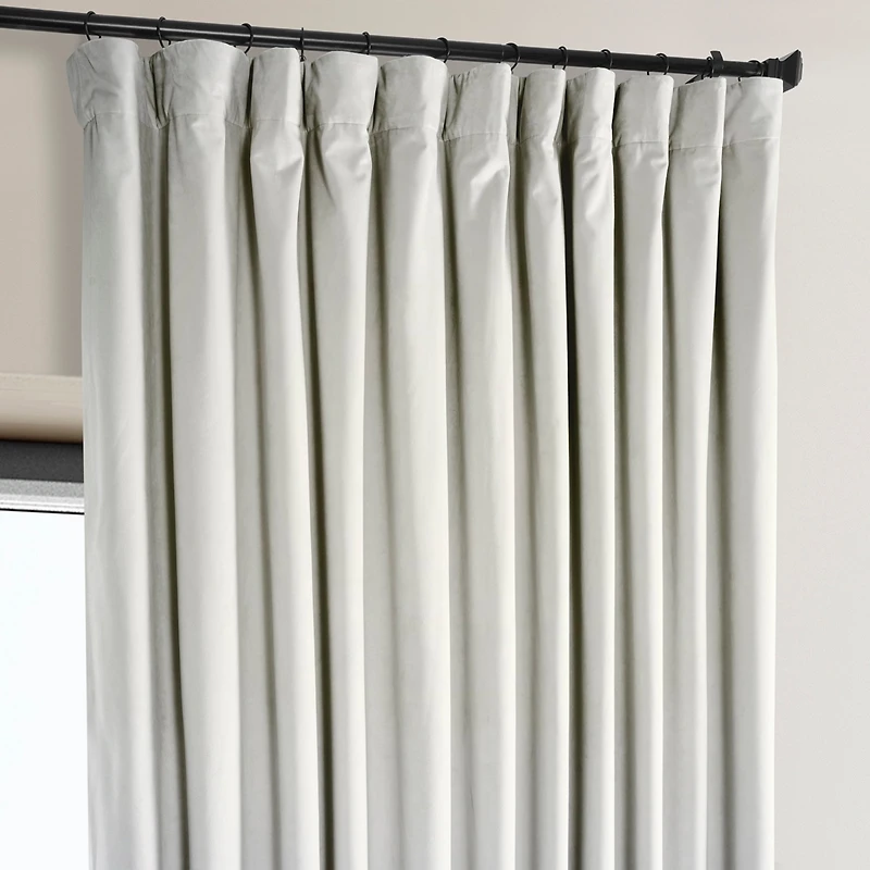 Half Price Drapes Misty White Extra Wide Signature Plush Velvet Hotel Blackout Curtain