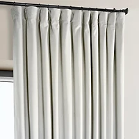 Half Price Drapes Misty White Extra Wide Signature Plush Velvet Hotel Blackout Curtain