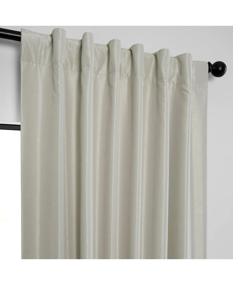 Half Price Drapes Mist Grey Vintage Textured Faux Dupioni Silk Blackout Curtain