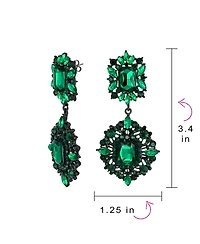 Bling Jewelry Big Crystal Art Deco Statement Chandelier Dangle Earrings Yellow Gold & Black Plated Metal