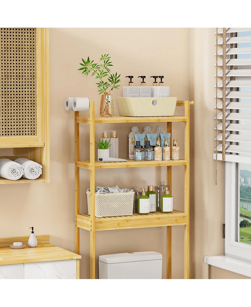Unho Over The Toilet Storage Rack Bathroom Organizer with 3 Tier Adjustable Height Shelf