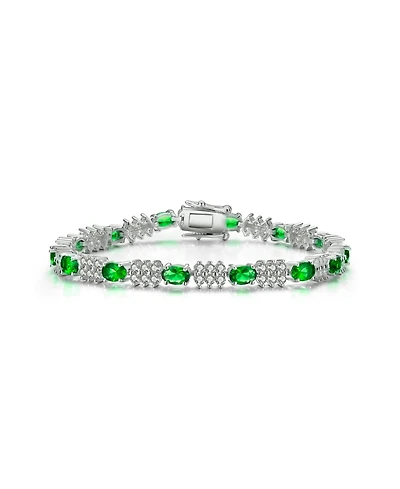 Genevive Sterling Silver Colored Cubic Zirconia Tennis Bracelet