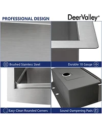 DeerValley 36" L x 22" W Apron Front Farmhouse Single Bowl Stainless Steel Workstation Kitchen Sink with Accessories