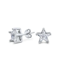 Bling Jewelry Small Celestial Usa Cz Star Stud Earrings , Sterling Silver, 7-6 Mm