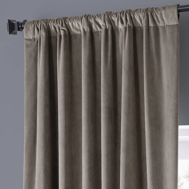 Half Price Drapes Library Taupe Signature Plush Velvet Hotel Blackout Curtain