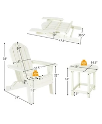 Gymax 2PC Patio Folding Adirondack chair Side Table Cup Holder Poolside
