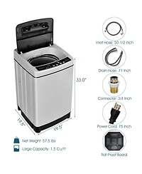 Full-Automatic Washing Machine 1.5 Cubic Feet 11 Lbs Washer and Dryer