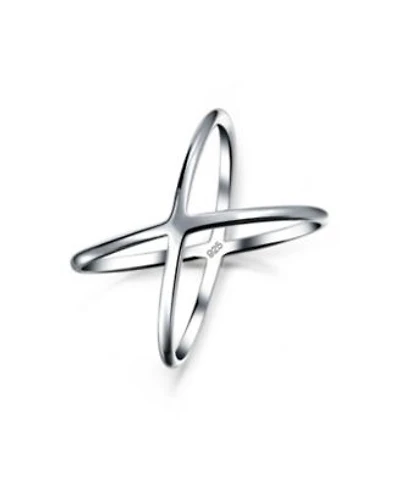 Bling Jewelry Delicate Thin Open Geometric Atomic X Criss Cross Silver Ring Sterling