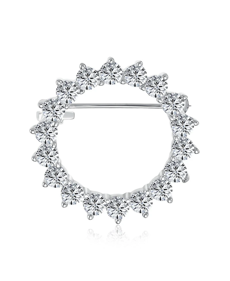 Bling Jewelry Classic Eternity Baguette Cut Cubic Zirconia Cz Clear Purple Scarf Round Circle Brooch Pin Gold or Silver Plated Brass