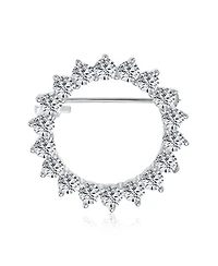 Bling Jewelry Classic Eternity Baguette Cut Cubic Zirconia Cz Clear Purple Scarf Round Circle Brooch Pin Gold or Silver Plated Brass